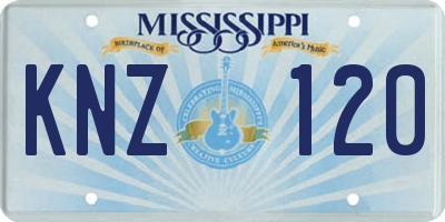 MS license plate KNZ120