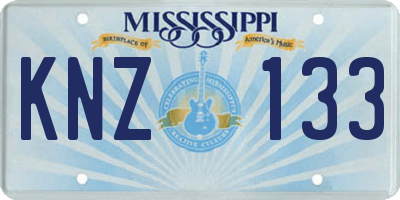 MS license plate KNZ133