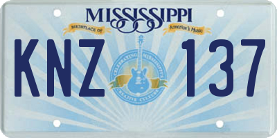 MS license plate KNZ137
