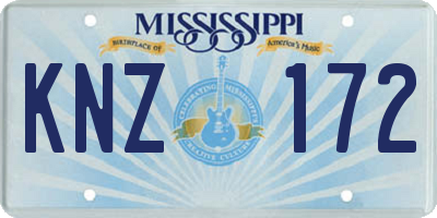 MS license plate KNZ172