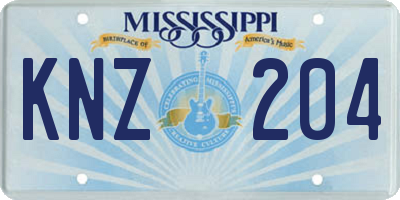 MS license plate KNZ204