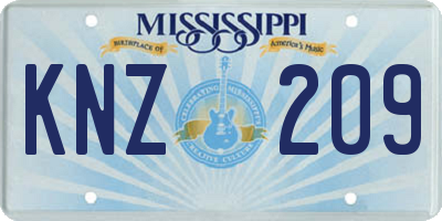 MS license plate KNZ209