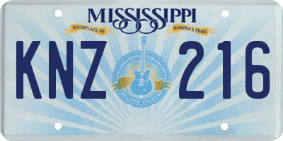 MS license plate KNZ216