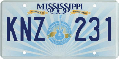 MS license plate KNZ231