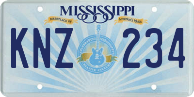 MS license plate KNZ234