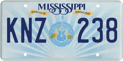 MS license plate KNZ238