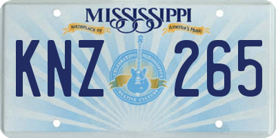 MS license plate KNZ265