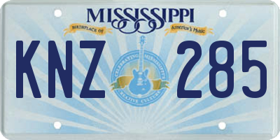 MS license plate KNZ285