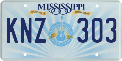 MS license plate KNZ303