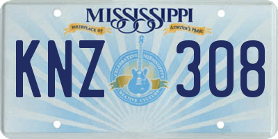 MS license plate KNZ308