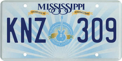 MS license plate KNZ309