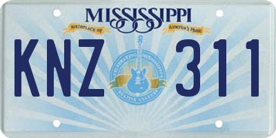 MS license plate KNZ311