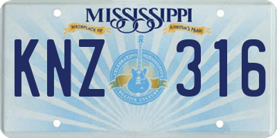MS license plate KNZ316