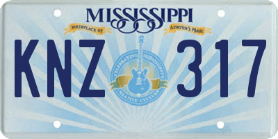 MS license plate KNZ317