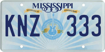 MS license plate KNZ333