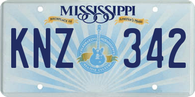 MS license plate KNZ342