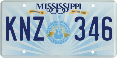 MS license plate KNZ346