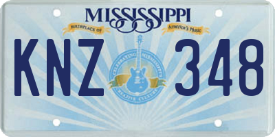 MS license plate KNZ348