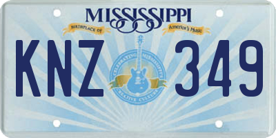 MS license plate KNZ349