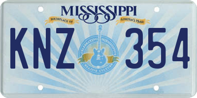 MS license plate KNZ354