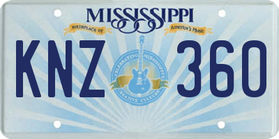MS license plate KNZ360