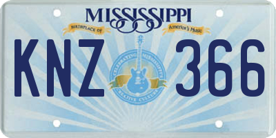 MS license plate KNZ366