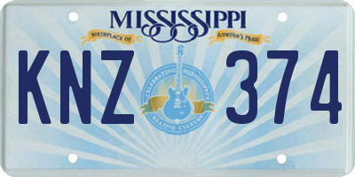 MS license plate KNZ374
