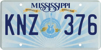 MS license plate KNZ376