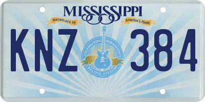 MS license plate KNZ384