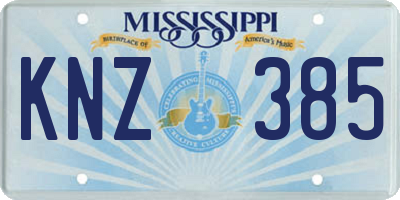 MS license plate KNZ385
