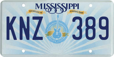 MS license plate KNZ389