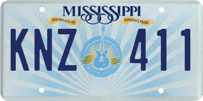 MS license plate KNZ411