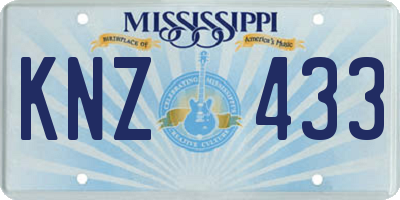MS license plate KNZ433