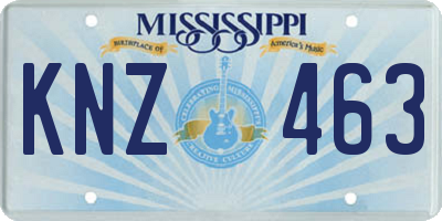 MS license plate KNZ463