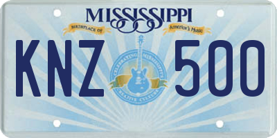 MS license plate KNZ500
