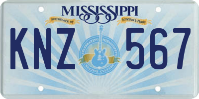 MS license plate KNZ567