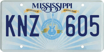 MS license plate KNZ605
