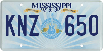 MS license plate KNZ650