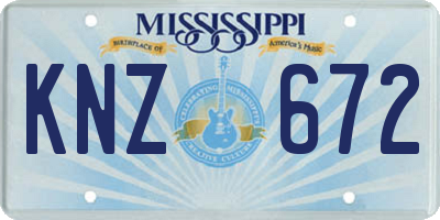 MS license plate KNZ672