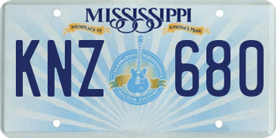 MS license plate KNZ680