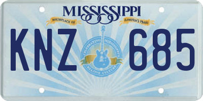MS license plate KNZ685