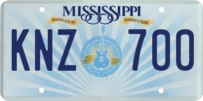 MS license plate KNZ700