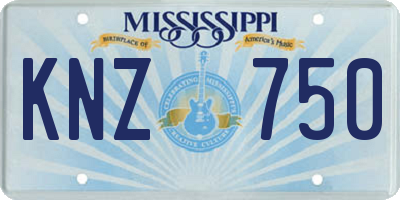 MS license plate KNZ750
