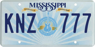 MS license plate KNZ777