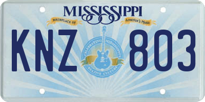 MS license plate KNZ803
