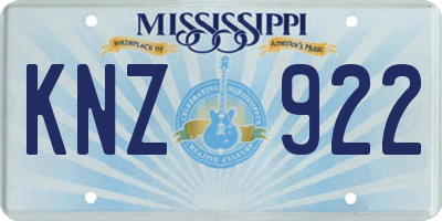 MS license plate KNZ922