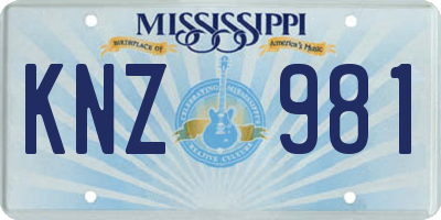 MS license plate KNZ981