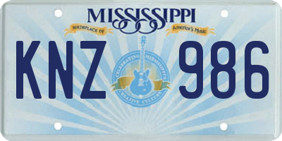 MS license plate KNZ986