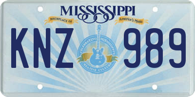 MS license plate KNZ989