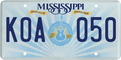 MS license plate KOA050